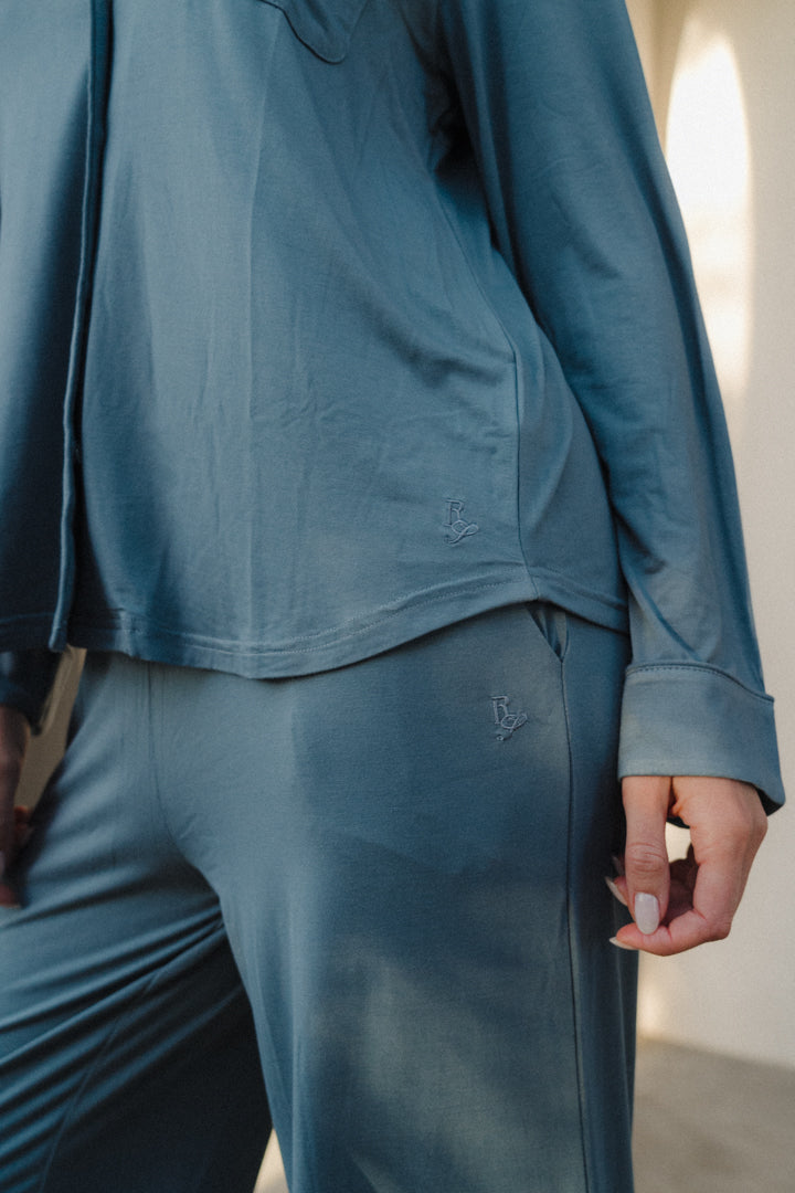 BAMBOO LONG SLEEVE LOUNGE SET - SLATE BLUE