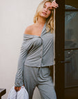 BAMBOO LONG SLEEVE LOUNGE SET - HEATHER GRAY